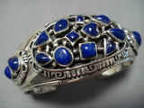Quality Evie Johnson Vintage Native American Jewelry Navajo Lapis Sterling Silver Cuff Bracelet Old-Nativo Arts