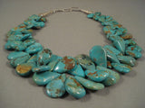 Quality Graduating Royston Turquoise Santo Domingo Sterling Native American Jewelry Silver Necklace-Nativo Arts