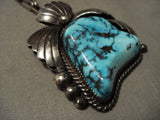Quality & High Grade Vintage Navajo Old Morenci Chunk Turquoise Native American Jewelry Silver Necklace-Nativo Arts