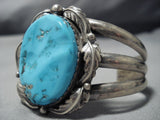 Quality Huge Vintage Native American Jewelry Navajo Turquoise Sterling Silver Leaf Bracelet Old-Nativo Arts