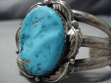 Quality Huge Vintage Native American Jewelry Navajo Turquoise Sterling Silver Leaf Bracelet Old-Nativo Arts