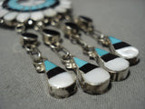 Quality Inlay Vintage Zuni Turquoise Sterling Silver Native American Jewelry Necklace-Nativo Arts