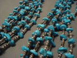 Quality Mid Century Vintage Navajo 'Sky Blue Turquoise' Native American Jewelry Silver Bead Necklace-Nativo Arts