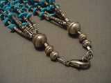 Quality Mid Century Vintage Navajo 'Sky Blue Turquoise' Native American Jewelry Silver Bead Necklace-Nativo Arts