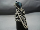 Quality Native American Jewelry Navajo Sterling Silver Blue Diamond Turquoise Ring-Nativo Arts