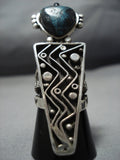 Quality Native American Jewelry Navajo Sterling Silver Blue Diamond Turquoise Ring-Nativo Arts