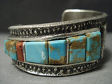 Quality Navajo #8 Turquoise Heavy Navajo Tufa Casted Sterling Native American Jewelry Silver Bracelet-Nativo Arts