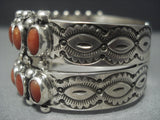 Quality Navajo Domed Coral Sterling Native American Jewelry Silver Bracelet Jewelry-Nativo Arts
