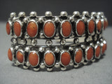 Quality Navajo Domed Coral Sterling Native American Jewelry Silver Bracelet Jewelry-Nativo Arts