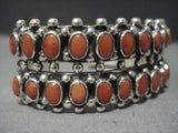 Quality Navajo Domed Coral Sterling Native American Jewelry Silver Bracelet Jewelry-Nativo Arts