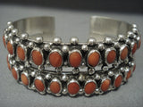 Quality Navajo Domed Coral Sterling Native American Jewelry Silver Bracelet Jewelry-Nativo Arts