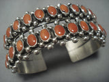 Quality Navajo Domed Coral Sterling Native American Jewelry Silver Bracelet Jewelry-Nativo Arts