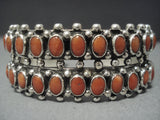 Quality Navajo Domed Coral Sterling Native American Jewelry Silver Bracelet Jewelry-Nativo Arts