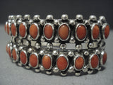 Quality Navajo Domed Coral Sterling Native American Jewelry Silver Bracelet Jewelry-Nativo Arts