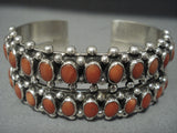 Quality Navajo Domed Coral Sterling Native American Jewelry Silver Bracelet Jewelry-Nativo Arts