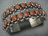 Quality Navajo Domed Coral Sterling Native American Jewelry Silver Bracelet Jewelry-Nativo Arts