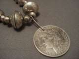 Quality Old Navajo 166 Gram Earlier 1900's Native American Jewelry Silver Coin Necklace-Nativo Arts