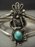Quality Older Vintage Navajo Kachina Turquoise Sterling Native American Jewelry Silver Bracelet-Nativo Arts