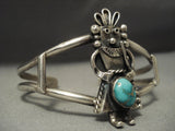 Quality Older Vintage Navajo Kachina Turquoise Sterling Native American Jewelry Silver Bracelet-Nativo Arts