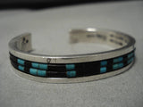 Quality Thick!! Vintage Native American Navajo Turquoise Heishi Sterling Silver Bracelet Old-Nativo Arts