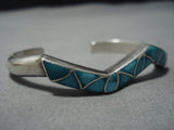 Quality Vintage Native American Jewelry Navajo Fox Turquoise Sterling Silver Inlay Bracelet Old-Nativo Arts