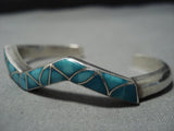 Quality Vintage Native American Jewelry Navajo Fox Turquoise Sterling Silver Inlay Bracelet Old-Nativo Arts