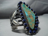 Quality!! Vintage Native American Jewelry Navajo Green Turquoise Lapis Sterling Silver Bracelet-Nativo Arts