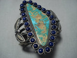 Quality!! Vintage Native American Jewelry Navajo Green Turquoise Lapis Sterling Silver Bracelet-Nativo Arts