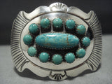 Quality Vintage Native American Jewelry Navajo Green Turquoise Sterling Silver Concho Bracelet Old-Nativo Arts