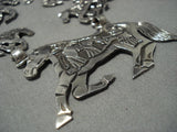 Quality Vintage Native American Jewelry Navajo Horse Sterling Silver Squash Blossom Necklace-Nativo Arts