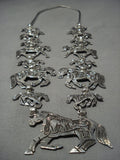 Quality Vintage Native American Jewelry Navajo Horse Sterling Silver Squash Blossom Necklace-Nativo Arts