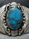 Quality Vintage Native American Jewelry Navajo Shield Flank Turquoise Sterling Silver Bracelet Old-Nativo Arts