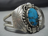 Quality Vintage Native American Jewelry Navajo Shield Flank Turquoise Sterling Silver Bracelet Old-Nativo Arts