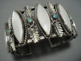 Quality!! Vintage Native American Jewelry Navajo Snake Eyes Turquoise Pearl Sterling Silver Bracelet-Nativo Arts