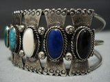 Quality Vintage Native American Jewelry Navajo Spiderweb Turquoise Butterfly Sterling Silver Bracelet-Nativo Arts