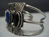 Quality Vintage Native American Jewelry Navajo Spiderweb Turquoise Butterfly Sterling Silver Bracelet-Nativo Arts