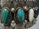 Quality Vintage Native American Jewelry Navajo Spiderweb Turquoise Butterfly Sterling Silver Bracelet-Nativo Arts