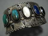 Quality Vintage Native American Jewelry Navajo Spiderweb Turquoise Butterfly Sterling Silver Bracelet-Nativo Arts
