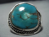 Quality Vintage Native American Jewelry Navajo Spiderweb Turquoise Sterling Silver Ring Old-Nativo Arts