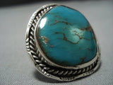 Quality Vintage Native American Jewelry Navajo Spiderweb Turquoise Sterling Silver Ring Old-Nativo Arts