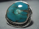 Quality Vintage Native American Jewelry Navajo Spiderweb Turquoise Sterling Silver Ring Old-Nativo Arts