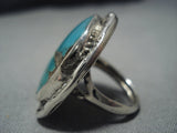Quality Vintage Native American Jewelry Navajo Spiderweb Turquoise Sterling Silver Ring Old-Nativo Arts