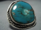 Quality Vintage Native American Jewelry Navajo Spiderweb Turquoise Sterling Silver Ring Old-Nativo Arts