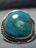 Quality Vintage Native American Jewelry Navajo Spiderweb Turquoise Sterling Silver Ring Old-Nativo Arts