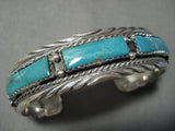 Quality!! Vintage Native American Jewelry Navajo Squared Fox Turquoise Sterling Silver Bracelet Old-Nativo Arts