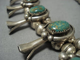 Quality!! Vintage Native American Jewelry Navajo Sterling Silver Green Turquoise Squash Blossom Necklace-Nativo Arts