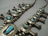 Quality Vintage Native American Jewelry Navajo Sterling Silver Turquoise Squash Blossom Necklace Old-Nativo Arts