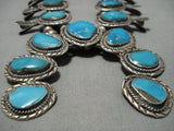 Quality Vintage Native American Jewelry Navajo Turquoise Sterling Silver Squash Blossom Necklace-Nativo Arts