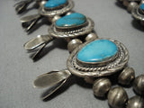 Quality Vintage Native American Jewelry Navajo Turquoise Sterling Silver Squash Blossom Necklace-Nativo Arts