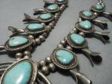 Quality Vintage Native American Jewelry Navajo Turquoise Sterling Silver Squash Blossom Necklace Old-Nativo Arts